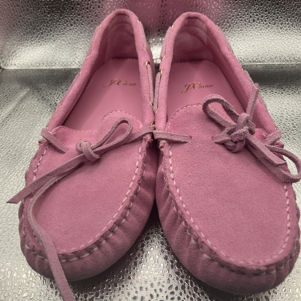 J Crew Suede Driving Moc Loafer Sundrenched Peony NIB Size 6.5